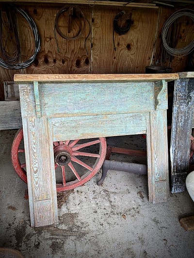 Original Light Blue Milk Paint on Parlor Mantle